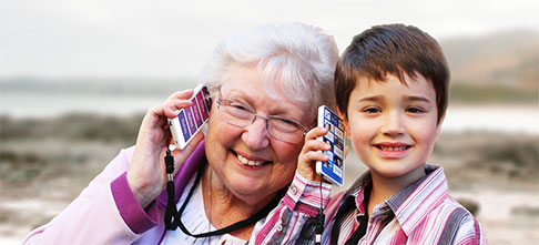 grandmother with a mobile phone